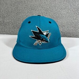 Vintage Reebok San Jose Sharks NHL Teal Wool Fitted Hat Size 7  Mens